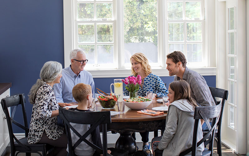 Family gathered around the table
