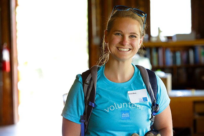Smiling Schwab Volunteer