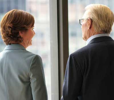 Carrie Schwab-Pomerantz and her father, Charles R. Schwab.