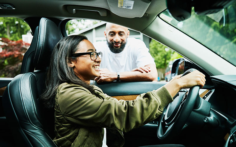 Teen learning to drive