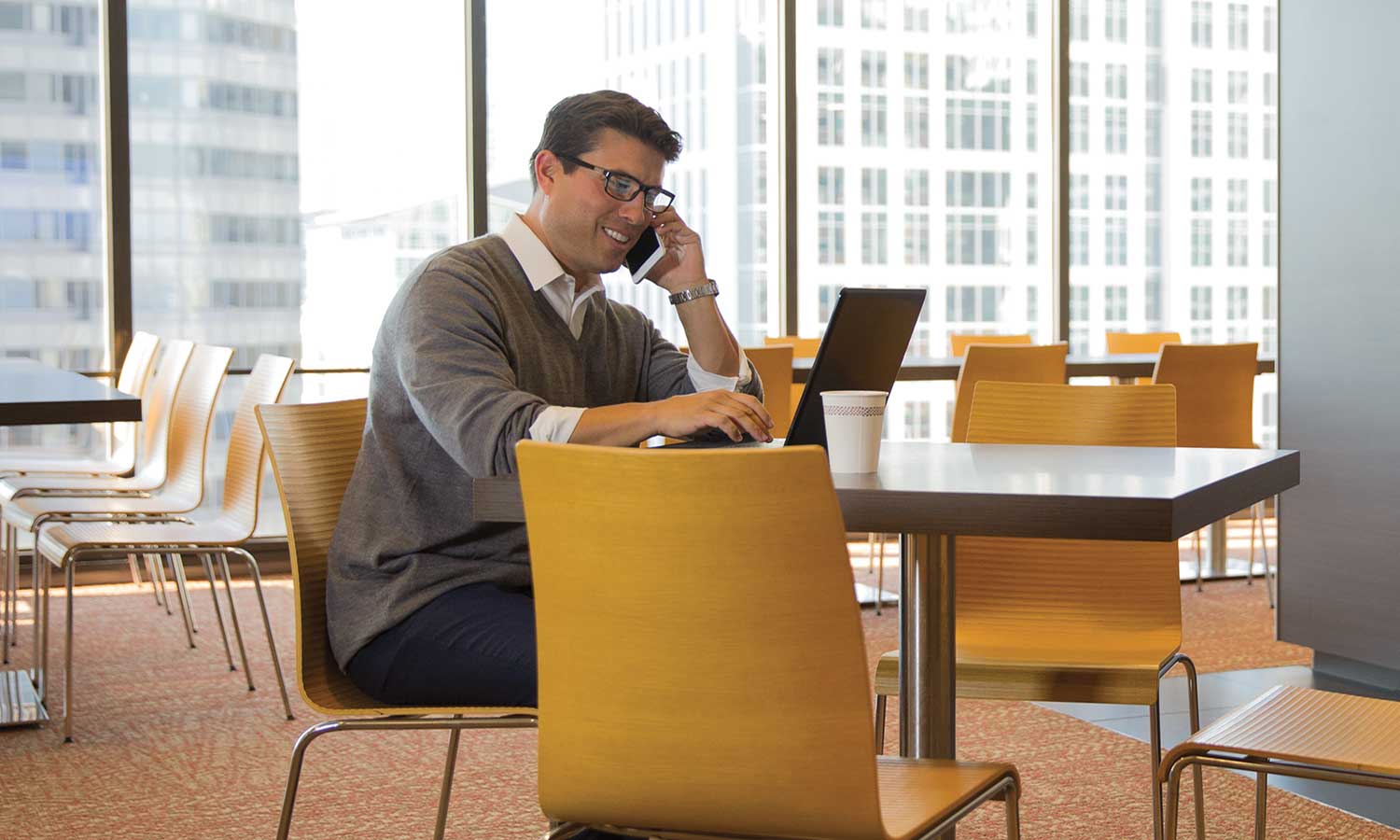 Man having a discussion on the phone
