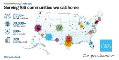 Map of Schwab Volunteer Week locations