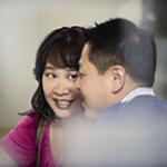 woman smiling at man